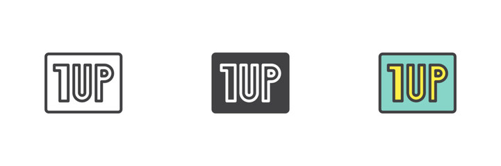 Text 1UP different style icon set