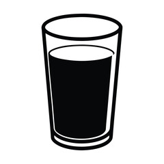 glass of water silhouette vector White background.