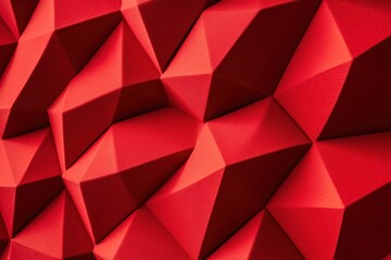 Red soundproof foam panel with 3D rubber texture and playful geometric design vibrant red background with space for text