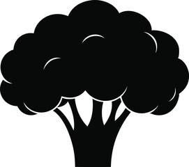 Broccoli Silhouette Icon Eps Set , Black Vegetable Vector Clipart, Broccoli Brassica Oleracea.