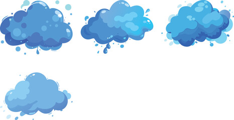 Fototapeta premium High quality blue cloud watercolor with color splash vector art set design 