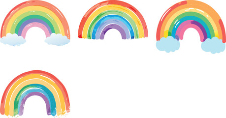 Obraz premium Rainbow watercolor vector art design on white background 