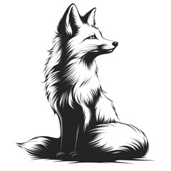 A striking black and white fox sitting gracefully on the ground in its natural habitat
