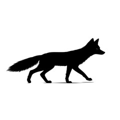 Elegant black and white silhouette of a fox gracefully posing against a minimalist background