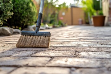 Smooth path is filled with fine sand and brushed