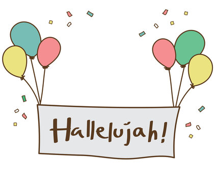 Halleujah banner with colorful bollon