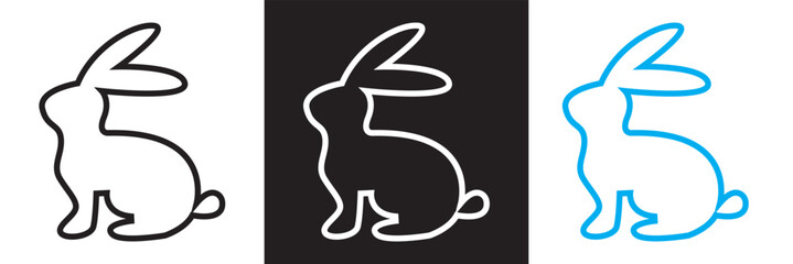 Easter rabbit  icon.   Isolated on white and black background. Vector illustration. EPS 10