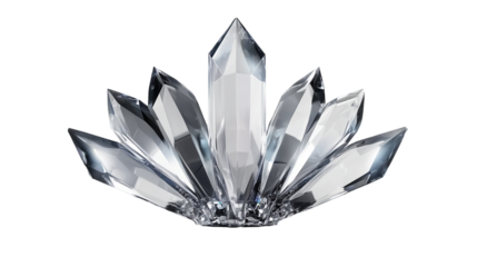 Elegant Crystal Cluster Black Background Luxury Gems 3d art isolated on transparent background