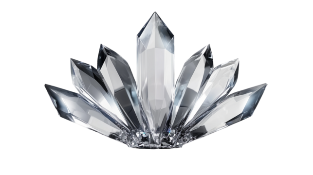 Elegant Crystal Cluster Black Background Luxury Gems 3d art isolated on transparent background