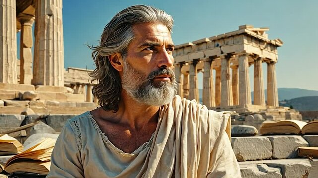  Greek Philosopher in an Ancient Temple
