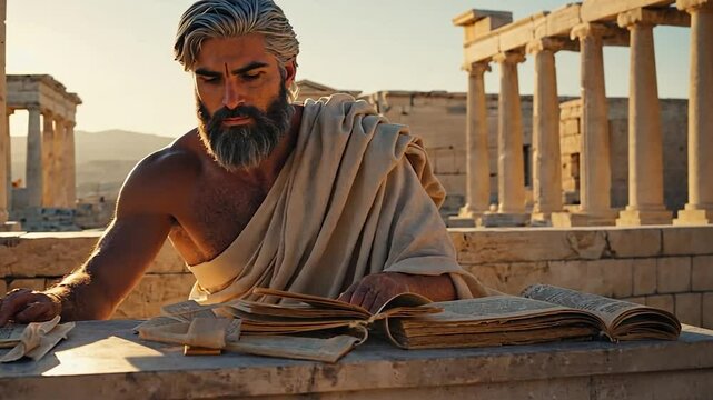  Greek Philosopher in an Ancient Temple