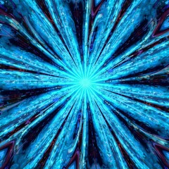 Abstract blue swirls and rays in energetic starburst pattern, energy, motion, background