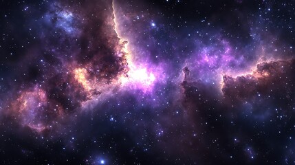 Fototapeta premium Cosmic Nebula Glowing Stars Interstellar Dust Cloud