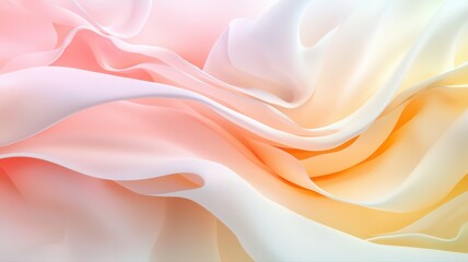 Fototapeta premium Soft pastel waves of fabric create a dreamy abstract background, blending shades of pink, orange, and white.