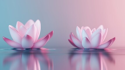 Pink and Blue Lotus Flowers Floating on Water