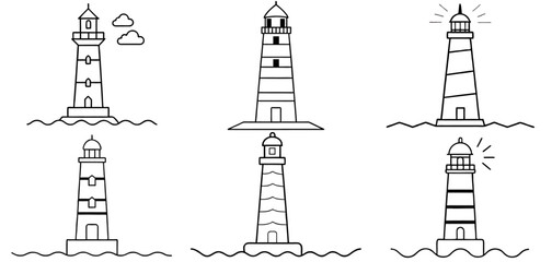 lighthouse Outline Coloring Page Printable Line Art Drawing