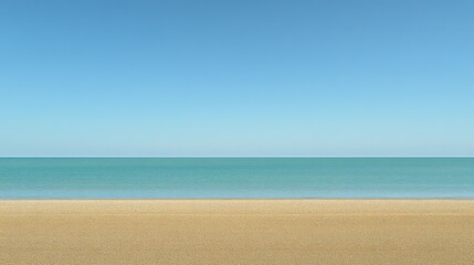 Fototapeta premium Calm ocean beach, clear sky, summer vacation background