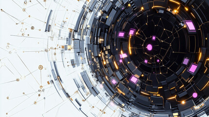 Obraz premium Digital Tunnel with Cybernetic Network and Tech Innovation Design