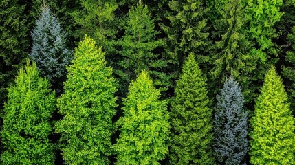 Top view of lush green trees, showcasing various shades and textures.