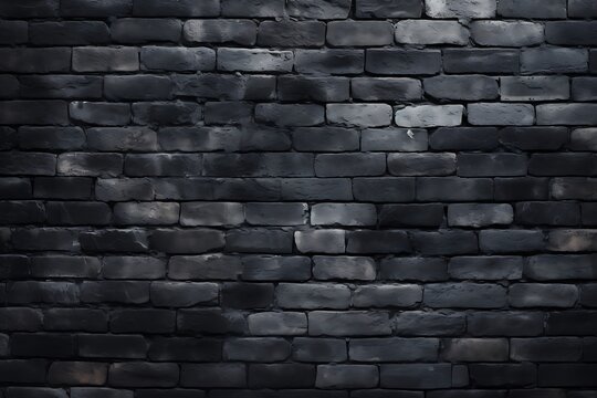 Black brick wall texture background, brick wall seamless pattern - Powered by Adobe