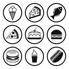 Modern Glyph Food Web Icons Set