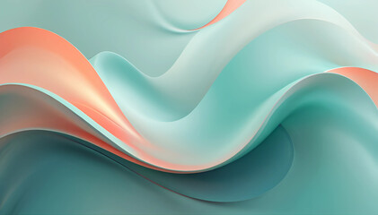 Abstract background featuring smooth waves of soft blue and coral colors, creating a fluid and calming visual effect, perfect for modern design projects and digital art.