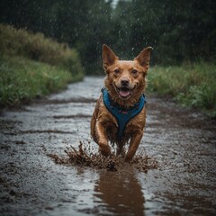 Naklejka premium dog in water