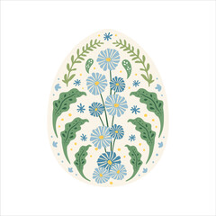 Adorable Easter bunny and eggs illustration set in beautiful art nouveau hand drawing style