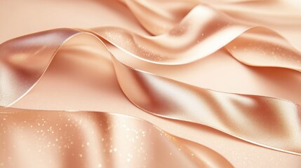 Obraz premium Elegance in Motion: Flowing ribbons of luxurious satin fabric dance gracefully, their soft textures catching and reflecting light. This image evokes a sense of sophistication, luxury, and movement