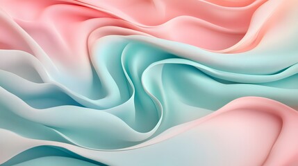 Obraz premium Soft silk fabric draping, pastel pink and blue shades blending seamlessly, ideal for fashion design and textile projects.