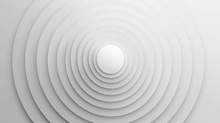 Obraz premium Abstract concentric circles design, layered in shades of white, creating a radial pattern, with a central highlight.