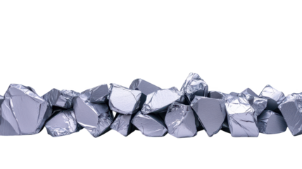 Intriguing rocks silver foil texture on a black background, study in abstract shine and shadow