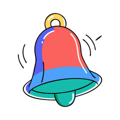 Vector illustration of a colorful ringing bell, symbolizing alerts, notifications, and announcements. Simple and playful design.