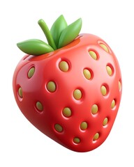 Fototapeta premium Strawberry 3D render icon isolated on white background