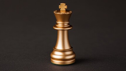 Golden chess king piece on dark background symbolizing strategy, leadership, and competition in a game of chess