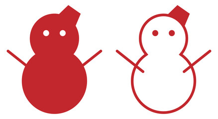 雪だるまのアイコン 赤