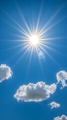 Bright Sun Shining Down on the Clear Blue Sky Heavens