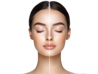 Dramatic before & after, a woman's facial transformation through cosmetic surgery