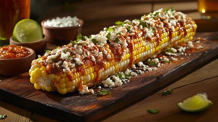 Delicious Grilled Mexican Street Corn Elote with Chili Lime Sauce and Cheese