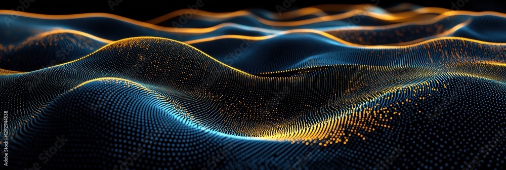 Poster waves of light display glowing patterns in dark environment at night creating a captivating visual e