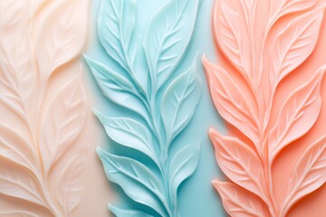 A simple flat design of a pastel-colored soap bar with subtle leaf patterns etched into the surface