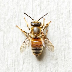 macro bee on a white background