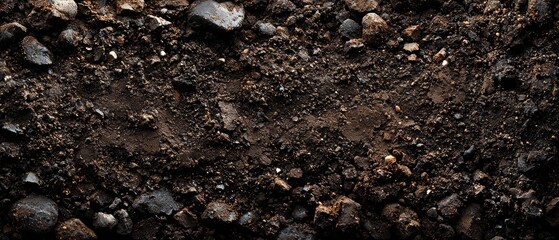Textured soil surface with pebbles and rich earth tones