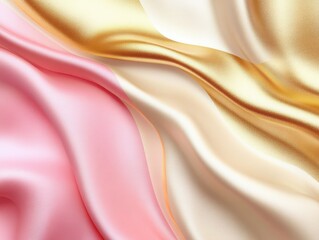 Obraz premium Silk's Gentle Embrace: A close-up study showcases the elegant folds and luxurious textures of multicolored silk, the lustrous fabric flowing in gentle waves.