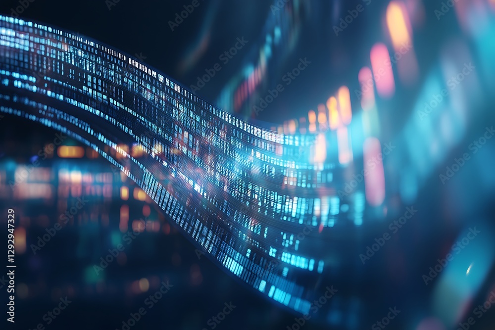 Wall mural digital data stream abstract art