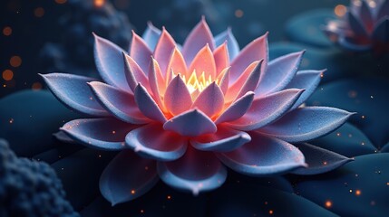 A surreal deep-space anomaly resembling a fractal lotus, swirling petals of glowing nebular dust expanding outward, an abstract cosmic masterpiece in Magical Realism.