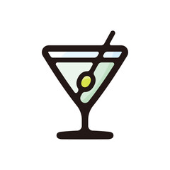Cocktail illustration icon.Simple vector outline, clipart for graphic design.