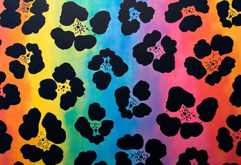 Fototapeta premium Rainbow Leopard Pattern: Stylish Fusion of Animal Print with a Gradient Rainbow Effect, Ideal for Modern Fashion, Unique Graphics, and Creative Designs.