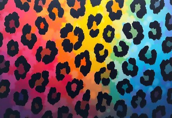 Colorful Leopard Rainbow Design: Trendy Animal Print Featuring Gradient Rainbow Colors in Leopard Spots, Perfect for Fashion, Graphics, and Creative Uses.

