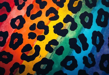 Vibrant Leopard Rainbow: A Bold and Colorful Animal Print Featuring a Rainbow Gradient Across the Spots, Ideal for Fashion, Art, and Design.

